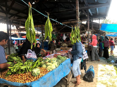 Fresh local fruit and veg on sale at the Friday market.