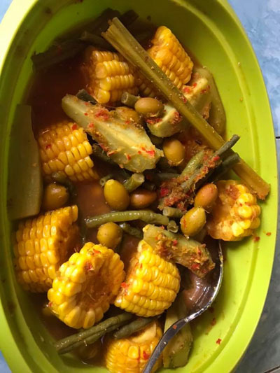 ‘Sayur asem’ a traditional , delicious local sour dish.